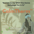 “Burned-out professional relaxing with CalmTherm device”
